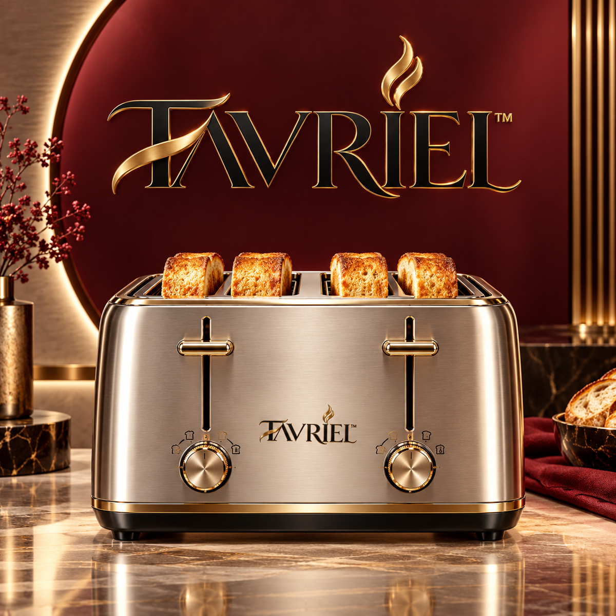 TAVRIEL™ Gilded 4-Slice Stainless Steel Toaster